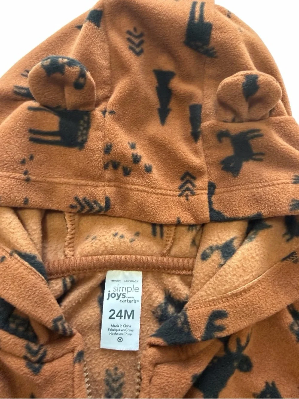 Carter's Rust Brown Fleece Hoodie and Long Sleeve Tee